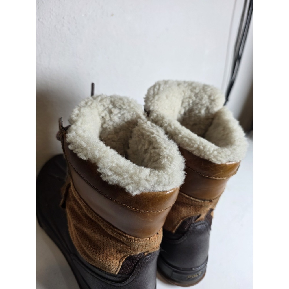 Polo Ralph Lauren Mens Lansing Snow Winter Boots Brown And Tan Suede Size 11 - Picture 7 of 10